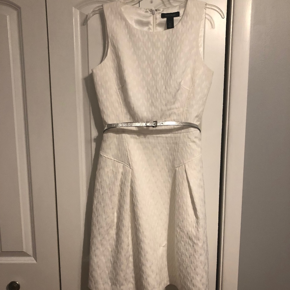 White WHBM Belted Dress (Size 6)